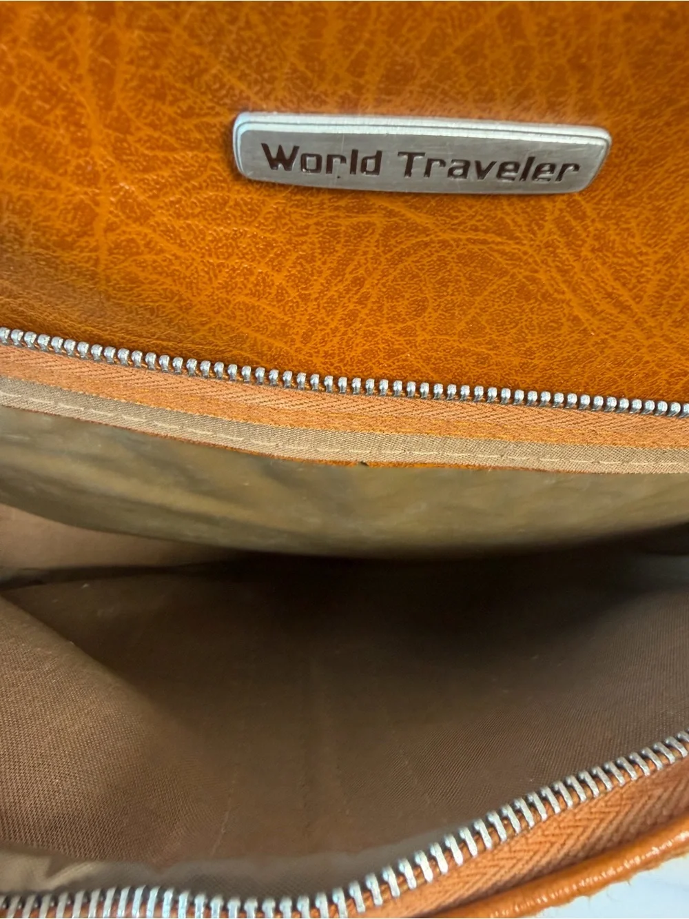 Tan Messenger Bag with Front Zip Pocket